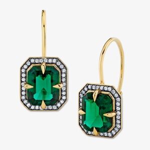 Gold and Green Gemstone Earrings